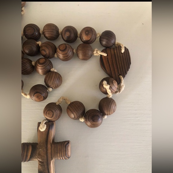 Large Catholic Wooden Rosary Prayer Beads - Picture 5 of 6
